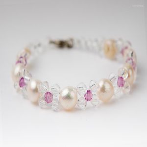 Strand Zoetwater Parel Plastic Kristal Legering Sluiting Leuke Bloem Stijl Armband Mode-sieraden Voor Vrouwen En Meisje Kralen Strengen Raym22