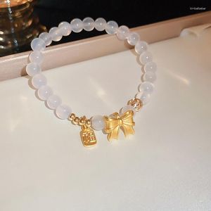 STRAND FUZI Chinese boog elastische armband Fashion Girl Sweet White Crystal Jewelry Wholesale Bead