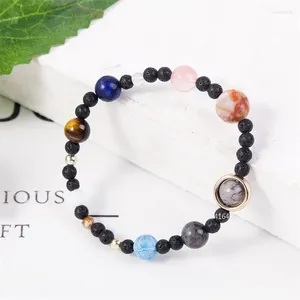 Strand Galaxy Solar System Bracelet Universe Nine Planets Natural Stone Stars Earth Moon for Women Man Fashion Jewelry