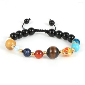 Strand Galaxy Solar System Bracelet Universe Huit planètes Perle Stars Natural Stars Eart Terre Chakra pour femmes Bijoux de mode homme