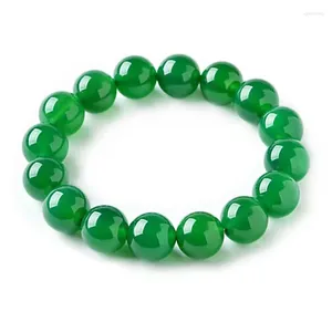 Stron Gem Agate Breded Stretchy Translucity Translucise Green Natural Chalcedony Stone 8 mm 10 mm Perles rondes Bracelets élétiques pour femelle