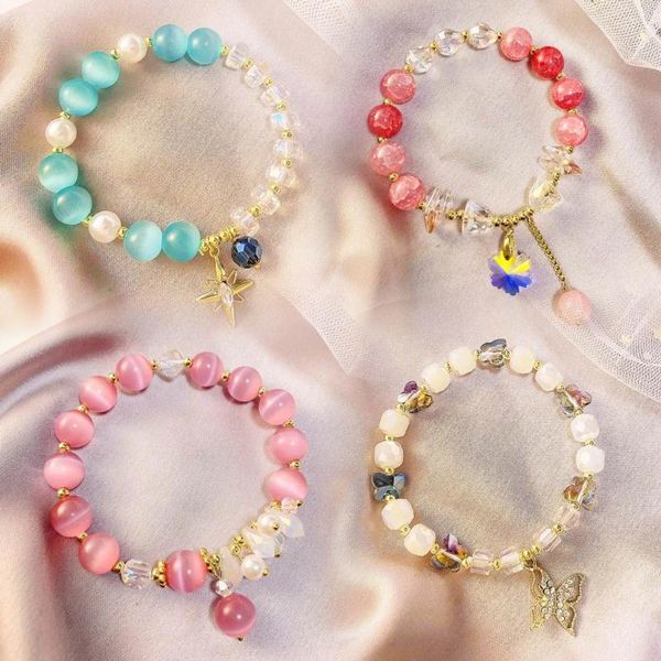 Pulsera de piedras preciosas de hebra para mujeres, joyería para niños y niñas, venta al por mayor, piedra Natural de cristal de ópalo con cuentas de amatista a granel