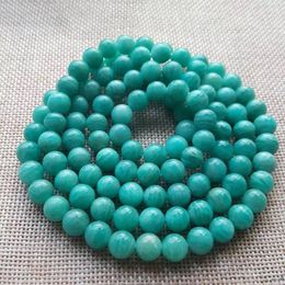 Hilo genuino azul claro verde Tianhe pulseras de piedra natural 108 Buda cuenta suéter cadena collar para Mujeres Hombres joyería JoursNeige