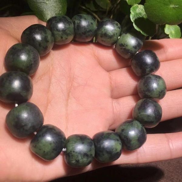 Pulsera de Jade VERDE oscuro Natural genuina para hombres y mujeres, piedra de Jades, cuentas elásticas, pulseras de cuentas de Buda de 108 piezas, brazalete Real