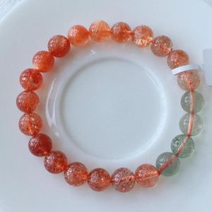 Brin véritable naturel vert Arusha Orange pierre de soleil fraise Quartz Bracelet 8.6mm perles rondes claires femmes Bracelet