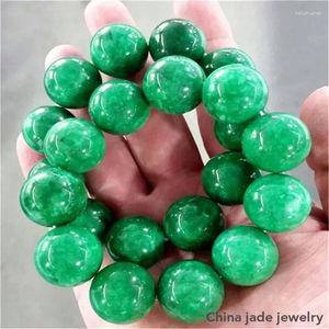 Strand Echte Natuurlijke Groene Jade Armband Mannen Vrouwen Birma Emerald Jadeïet Bangle Birmese Jades Steen Amulet Armbanden Sieraden Geschenken