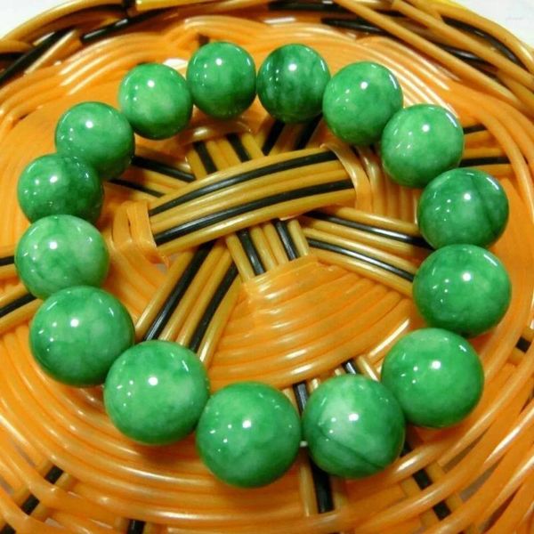 Strand Véritable Bracelet De Jade Naturel Hommes Émeraude Jades Pierre Élastique Perles Fil Bracelets Jadéite Bracelet Pour Hommes Bijoux De Mode