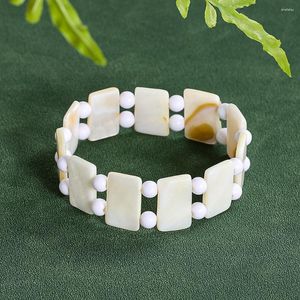 Strand Geometry Rectangle Real White Mother Of Pearl Shell Bracelet Spacer Bead Bohême Plage Femme Bracelet Charms Poignet Bijoux