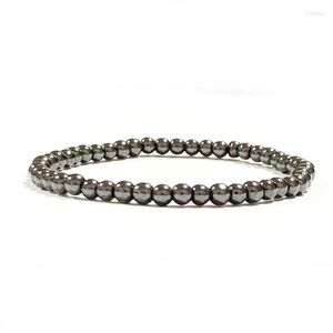 Strand cadeau petites perles Bracelets pierre naturelle perle Bracelet 4 Mm hématite ronde Bracelet femmes élastique