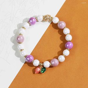 Bracelet en verre à brins élégant, pendentif en pierres précieuses de Style chinois pour femmes, élastique en métal avec un Design Unique