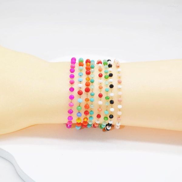 Pulsera de cuentas de cristal de hilo de cristal para mujeres y niñas, hecha a mano, fabricación de bricolaje, moda bohemia de playa de verano, joyería bonita, regalo disponible al por mayor