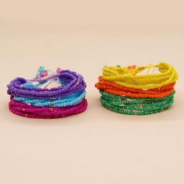 STRAND GO2BOHO Kleurrijke handgemaakte Miyuki Bead -armband - Rekbare multi -strengs clusterbellenverklaring voor vrouwen