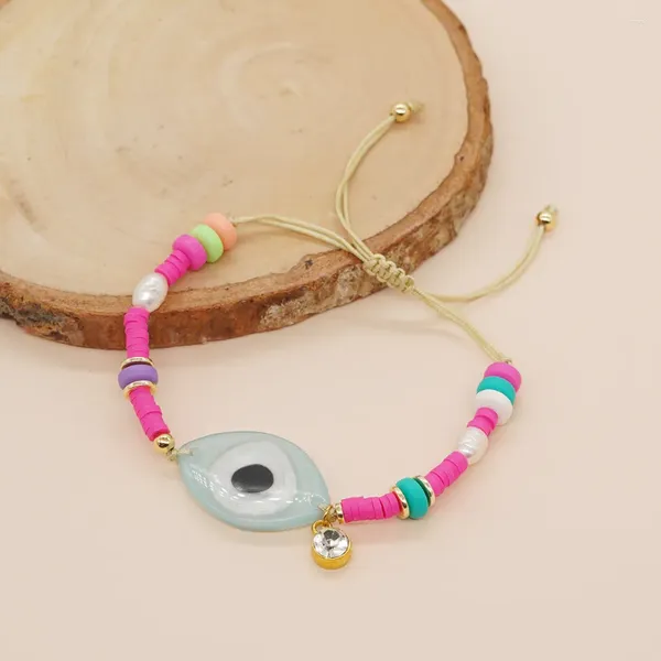 Strand Go2BoHo Polímero de color mixto Clay ACRYLIC OJOS BLANCOS Pearl Pearl Handmaded Beade Pulsera para mujeres