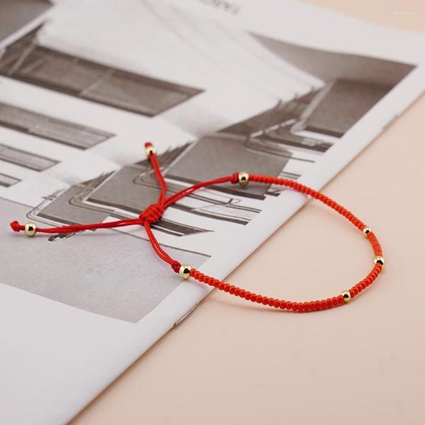 Strand Go2boho Semilla Roja Cadena de Cuentas Amistad Pulsera Delgada Regalo de la Suerte Joyería Minimalista de Verano