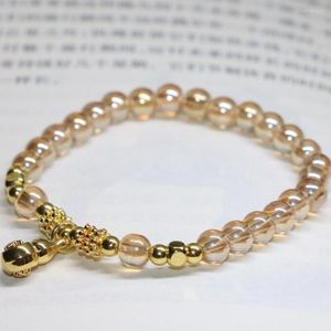 STRAND GOUD-HALS DRUK HANDER LICHT GEEL Geel 6 mm Ronde kralen Watermeloen Quartz Kristalarmbanden Sieraden Maken 7,5-inch B2116