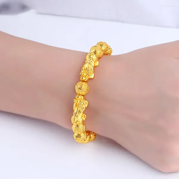 Pixiu-pulsera de Color dorado para mujer, joyería de moda de estilo chino, trae riqueza, buena suerte, tropas valientes