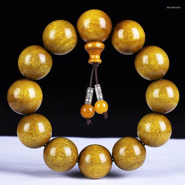 Hilo de oro Nanmu 108 cuentas budistas, cadena de mano para hombres y mujeres, pulsera de amantes del Rosario de hoja pequeña Zhen Nan, joyería para hombres
