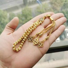 Bracelet en fil doré Tasbih pour Ramadan, accessoires musulmans à portée de main, 33 perles islamiques, petite taille pour Pocket259g