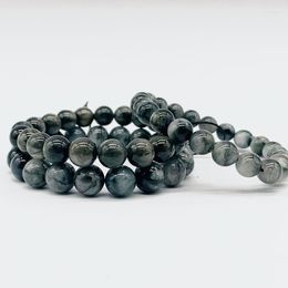 Brin bonne qualité Nature oeil de faucon vraiment couleur perle ronde hommes Bracelet pour fille femmes 5 MM-12 pas de verre bijoux de mode