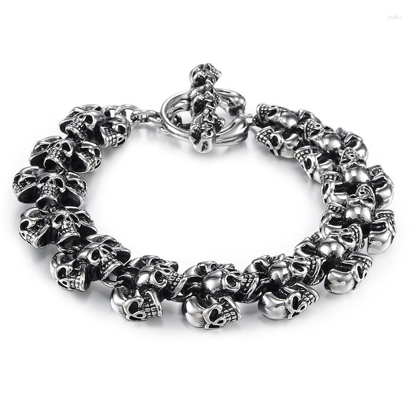 Strand Gothic Punk Bransoleta Mężczyzn biodra biżuteria 3D Bracelety ze stali nierdzewnej Man Halloween Kpop Vintage Titanium Na rękę