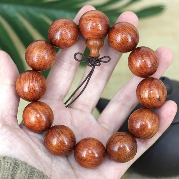 Pulsera de madera de pera y hierba para hombre y mujer, cuentas de Buda, juguetes culturales, joyería, juego de placa sólida