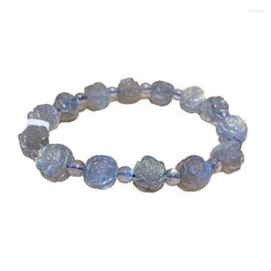 Strand Gris Pierre de Lune Pierre Naturelle Bracelet Labradorite Sculpté Fleur Perles Pour Femmes Bijoux En Cristal JoursNeige