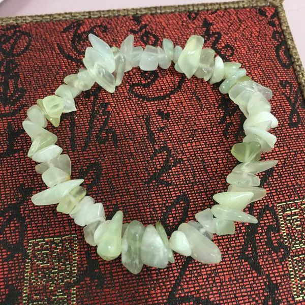 Bracelet en pierre précieuse naturelle verte pour femmes, brin de perles extensibles en cristal irrégulier, pépites, Bracelets à Quartz pour femmes