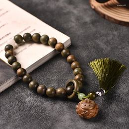 Brin de bois de santal vert 1.2 Lotus tenant des brins de bois, perles de bouddha, anneaux de course, glands, Bracelets culturels et ludiques