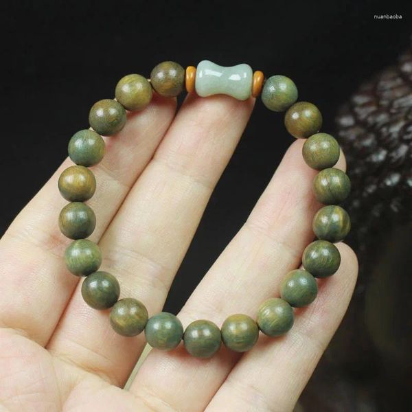 Bracelet en bois de santal vert, 8mm, émeraude, Simple, pour hommes et femmes, Style cercle unique, perles de bouddha, prière en bois