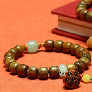 Brin de perles de bois de santal vert, gousses de Lotus, brochettes à main, jouets culturels et plaques de perles, bouddha à cercle unique