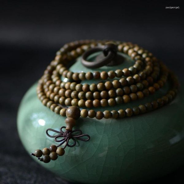 Hebra de cuentas de Buda de sándalo verde, fragancia de cordón de mano, madera fina y nostálgica, exquisita y fragante
