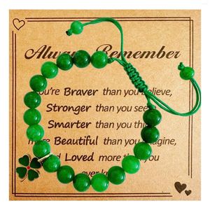 Bracelet de clou de girofle en pierre verte à quatre feuilles Charme de coeur féminin Luck pour les femmes mignon Brcacelet cadeau