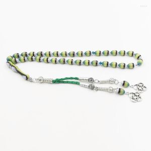 Brin vert Tasbih couleur spéciale perles de résine musulman Misbaha chapelet gland arabe mode Bracelet bijoux accessoires islamiques
