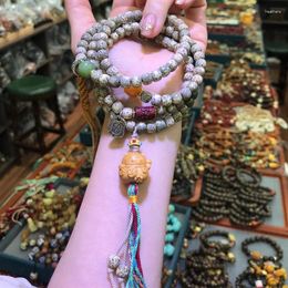 Brin Hainan Shi Jade matériel Yin cuir Xingyue Bodhi multi-cercles Bracelet pull chaîne bijoux