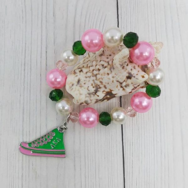 Pulsera elástica hecha a mano para mujer, zapatos de hermandad griega, color rosa y verde, joyería femenina, los más vendidos, 2023 para Amazon