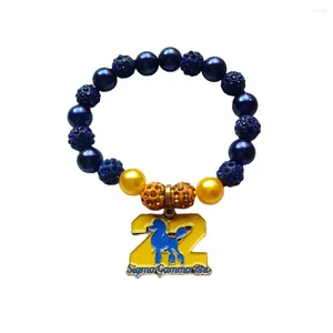 Handgemaakte Grieks alfabet SGR Metal Beads Charm Blue Bracelet