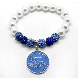 Brin artisanal métal rond zeta amicae lettre pendentif blanc imitation nautique bracelet sororité membre femme braceletjewelry