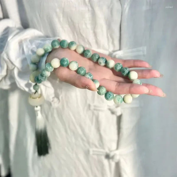 Anneau Flexible à franges de racine dégradée pour femme et homme, perles de bouddha, jouet à main, Bracelet en graines de Bodhi