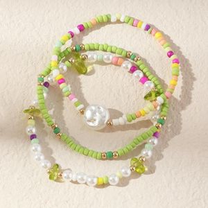 Brin fait à la main Boho 3 pièces amitié verre perles de rocaille en plastique perle perle Bracelet ensembles Bracelets bijoux plage