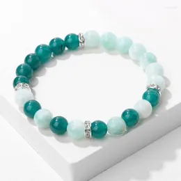 Bracelet porte-bonheur en perles de cristal fait à la main, pierre naturelle, opale d'angélite, perles de Quartz, bracelets pour femme et hommes, bijoux énergétiques, cadeaux