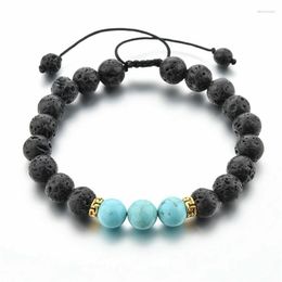 Bracelet en pierre de lave faite à la main avec perles de diffuseur d'huile essentielle Bracelets de corde tressée réglables Cadeaux de bijoux de mode