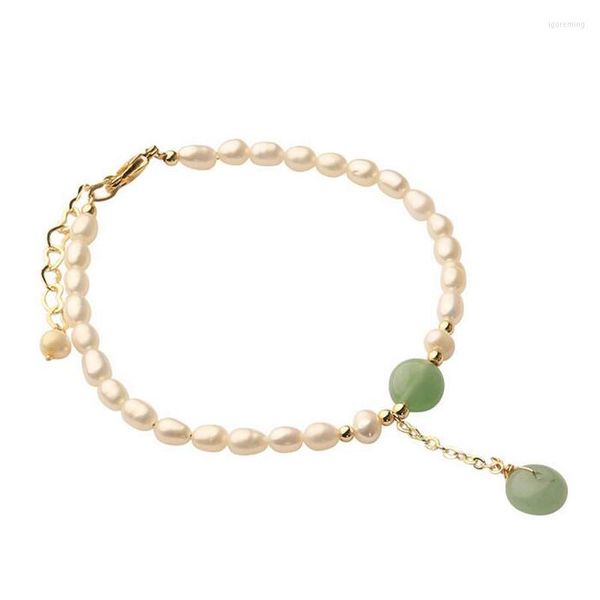 Bracelet en pierre réglable de perle baroque d'eau douce faite à la main de brin pour des femmes cadeau bijoux fins Pulseira Feminina