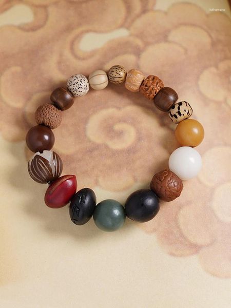 Bracelet en graines brutes naturelles faites à la main, 18 graines de Bodhi, accessoires pour hommes et femmes, perles de prière de Style tibétain
