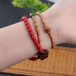 Bracelet fait à la main, Vintage naturel, Olive, cinabre, rouge, année primordiale, perles de bouddha féminines, Style ethnique polyvalent