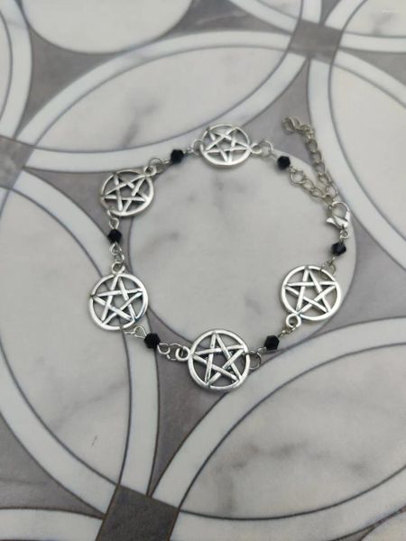 Pulsera gótica de pentagrama hecha a mano | Joyería | Y2K con cuentas