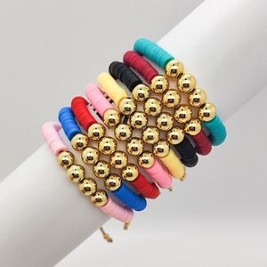 Handgemaakte handgemaakte polymeerklei kralenarmbanden voor vrouwen acryl ronde bedelarmband touwketen boho vintage sieraden cadeau