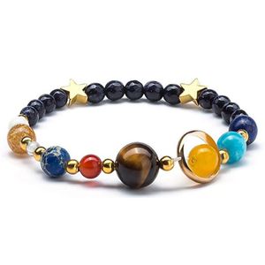 Bracelet Bracelet Men Univers de Strand Galaxy Les huit planètes étoiles des bracelets de perles en pierre naturelle Bracelets pour femmes bijoux