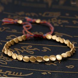 Pulsera de cobre de cobre tibetano hecho a mano para mujeres Cadena de cuerda ajustable Men Bracelets Gold Color trenzado Boho Joyería Vintage Regalo