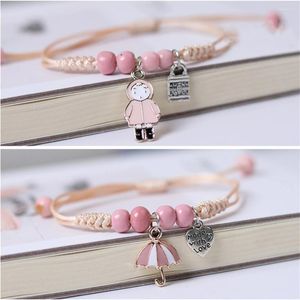 Strand Handgemaakte Paraplu Liefde Hart Slot Geluk Gevlochten Touw Armband Draad Verstelbare Knopen Voor Vrouwen Pols Sieraden