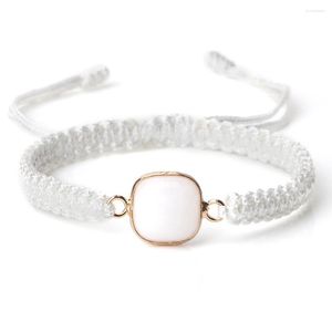 Hilo hecho a mano tejido pulseras de cuerda para Mujeres Hombres moda ágatas blancas Jades piedra encanto amistad pulsera joyería regalos